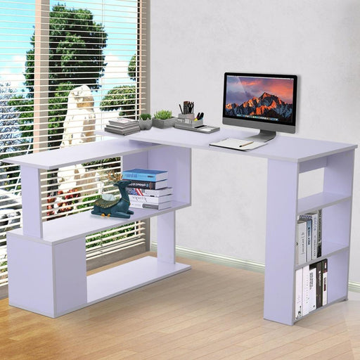 360° Rotating Office Corner Desk and Storage Shelf Combo - Newtrendforyou